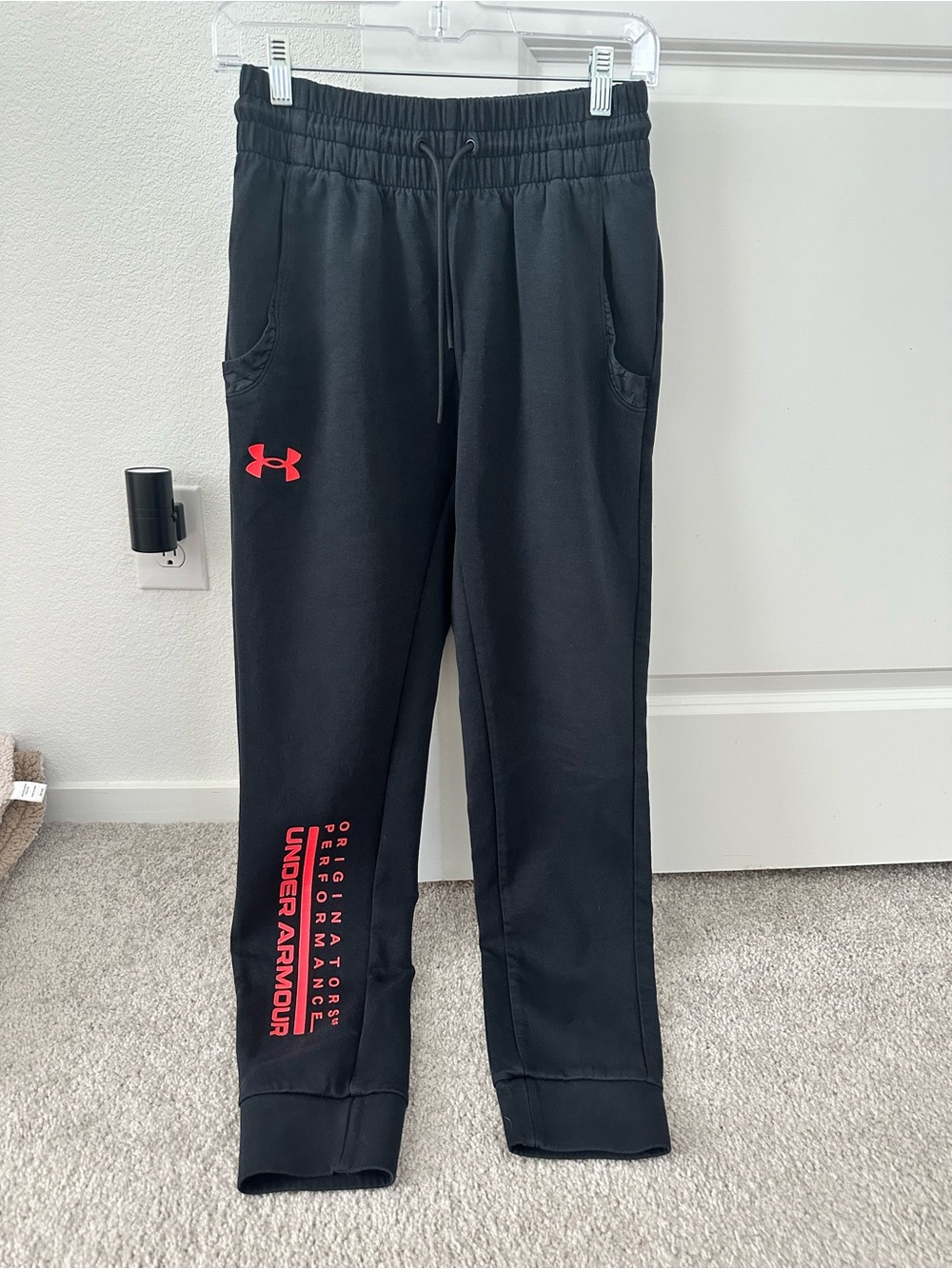 Under Armour Black Athletic Jogger Pants with White Logo